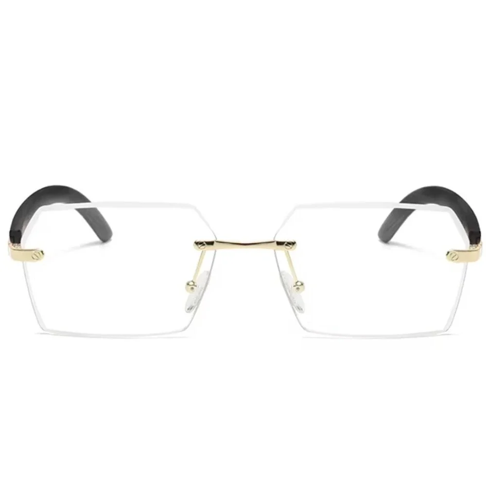 Men‎ Fashion Rimless Sunglasses Rectangle Clear Lens Gold Classy Eyewear Hip Hop